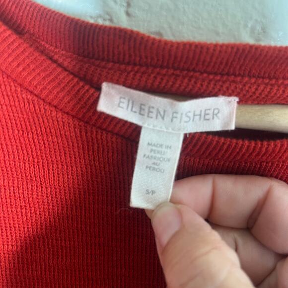 Eileen Fisher Women's Red Organic Cotton Rib Knit Crewneck Top Size Small - Picture 4 of 7
